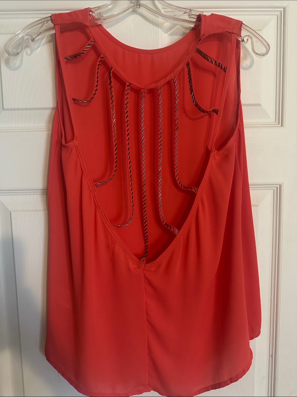 Sleeveless Beaded Cutout Back Women's Top